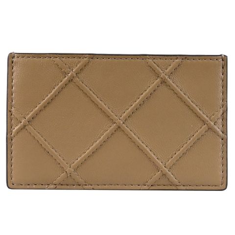 TORY BURCH 137147 菱格車線皮革隨身卡片夾.石灰色