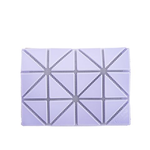ISSEY MIYAKE 三宅一生 BAOBAO 經典三角格內外雙色設計彩色卡片夾 (淺紫x紫色)