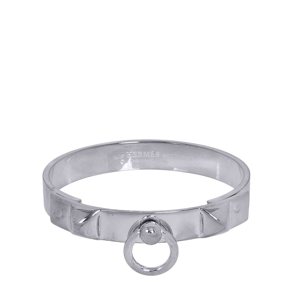 HERMES 愛馬仕 Collier De Chien CDC 鉚釘手環 (S)(銀色)