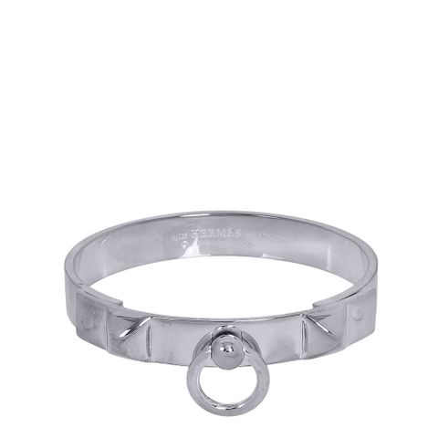 HERMES 愛馬仕 Collier De Chien CDC 鉚釘手環 (S)(銀色)