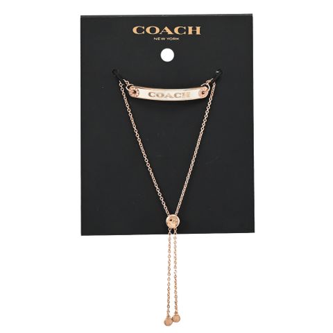 【福利品】COACH F76469 經典LOGO水鑽鑲嵌可調式手鍊.玫瑰金