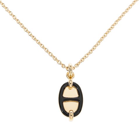 HERMES 愛馬仕 經典PMini Maillon墜飾項鍊 (NOIR/淺金)