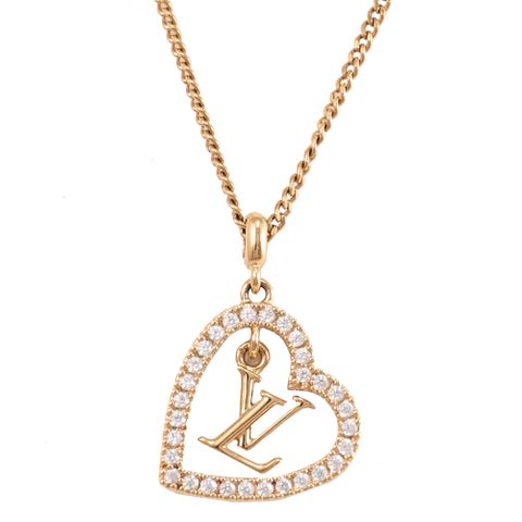 Louis Vuitton LV M02389 My LV Heart 水鑽鏤空心形鎖骨項鍊.金 現貨