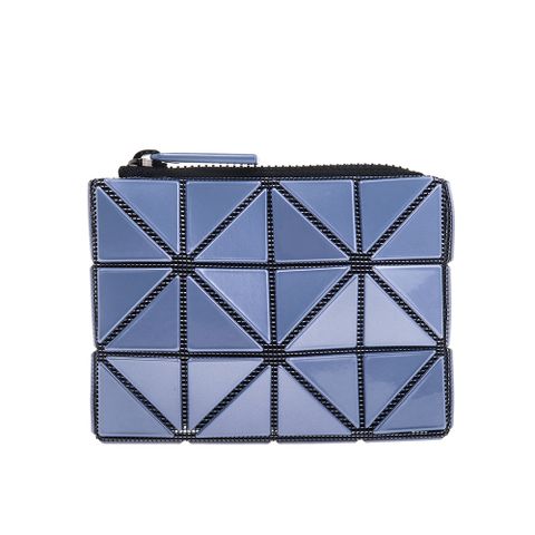 ISSEY MIYAKE BAOBAO 新色亮面三角格拉鍊收納零錢包 (金屬紫)