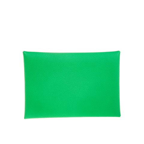 HERMES 經典calvi 牛皮折疊暗釦名片/零錢包 (VERTCOMIS)