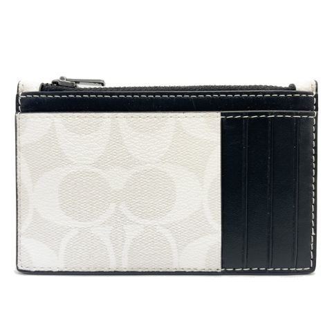 COACH 蔻馳 C LOGO男款信用卡名片卡夾零錢包(白/黑)