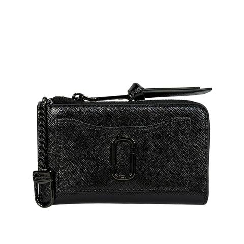 MARC JACOBS The Snapshot DTM 防刮皮革附勾釦拉鍊零錢包/卡夾包(黑色)