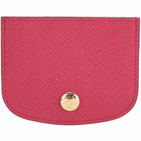 LONGCHAMP EPURE 奔馬壓印LOGO牛皮萬用卡片夾(莓紅色)
