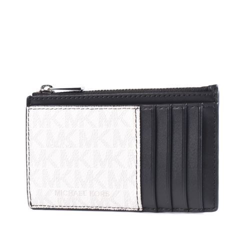 MICHAEL KORS 男款 緹花LOGO防刮證件/拉鍊零錢包-白色