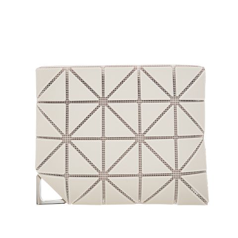 ISSEY MIYAKE 三宅一生 BAOBAO 新款霧面三角格拉鍊零錢包附鍊帶 (白灰色)