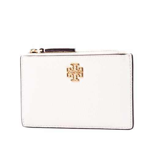 TORY BURCH 金屬縷空荔枝紋證件/零錢包-象牙白