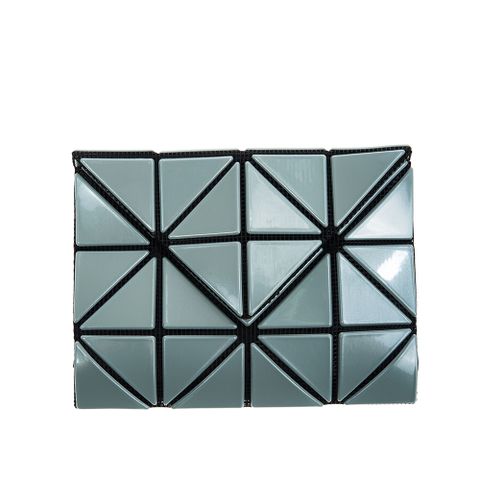 ISSEY MIYAKE 三宅一生BAOBAO 經典三角格3x4信封式雙折壓扣證件零錢夾 (ASH GREEN)