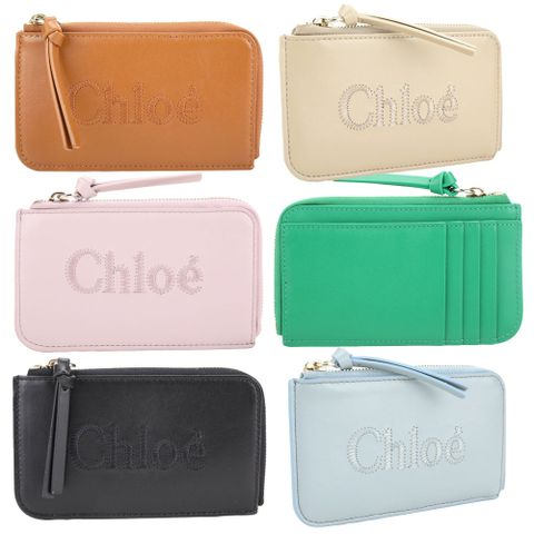 CHLOE 蔻依 Sense 字母刺繡卡片夾 零錢包-多色可選