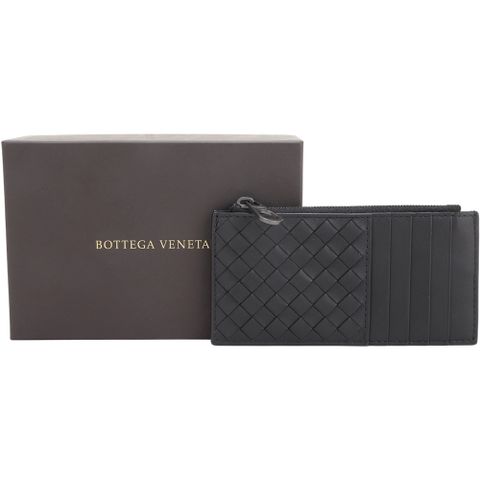 BOTTEGA VENETA 寶緹嘉 Intrecciato 手工編織牛皮卡片夾/零錢包(黑色)