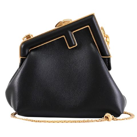 FENDI 7AS051 Nano First Charm 斜背/頸掛鏈帶吊飾零錢包.黑