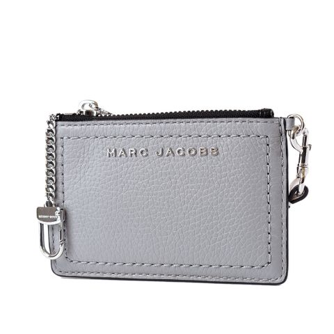 MARC JACOBS 荔枝紋牛皮手掛證件/鑰匙零錢包-灰/白