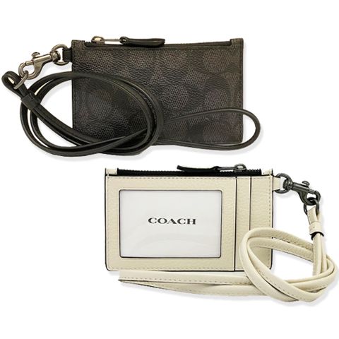 【COACH】中性男款信用卡名片卡夾掛頸零錢包(多色供選)