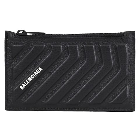 BALENCIAGA 巴黎世家 663714 燙印LOGO浮雕造型零錢卡包.黑