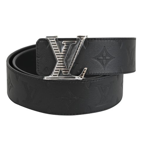 Louis Vuitton LV M0717U LV Shadow 金屬條紋LOGO飾扣經典雙面皮帶 90CM