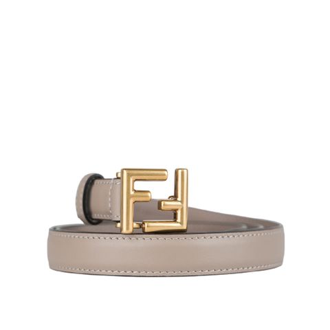 FENDI 金色FF Logo 小牛皮寬2cm皮帶(米色) 8C0648 AAIW F1LEY