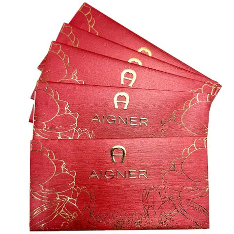 AIGNER 艾格納 品牌燙金紅包袋一組5入