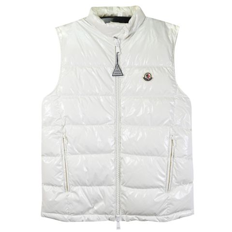Moncler 品牌經典款雙向拉鍊羽絨背心.白