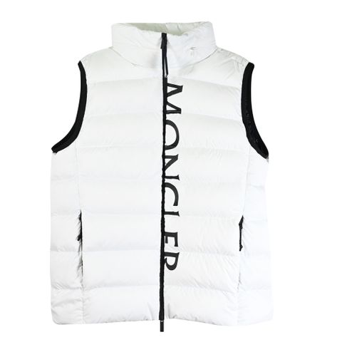 Moncler 品牌英字LOGO雙向拉鍊羽絨背心.白/黑
