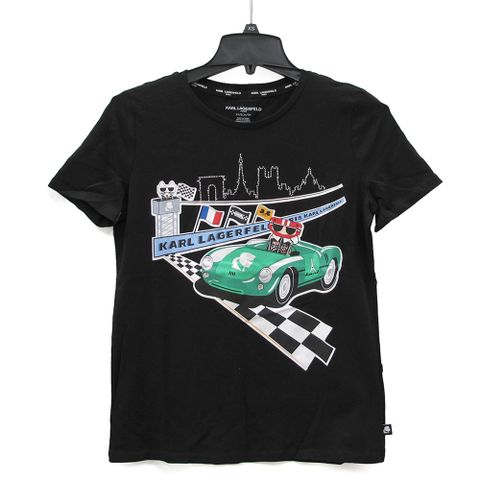 KARL LAGERFELD 卡爾賽車黑色圓領短袖上衣