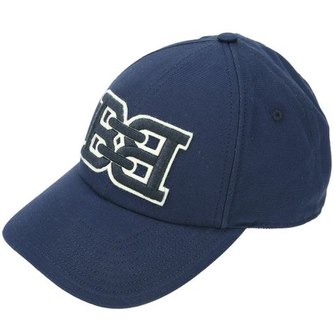 BALLY 雙B字母刺繡補丁棉質帆布棒球帽(深藍色)