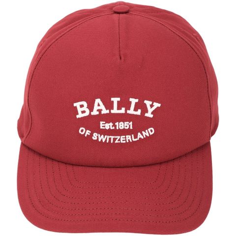 BALLY 刺繡字母標誌棉質帆布鴨舌帽(紅色)