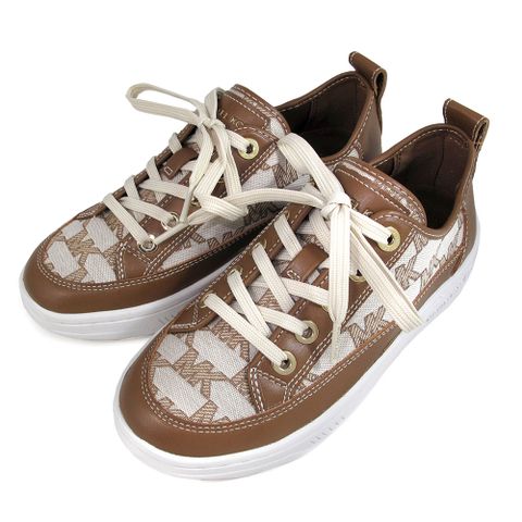 MICHAEL KORS SHEA LACE UP 奶茶色緹花描邊LOGO休閒鞋