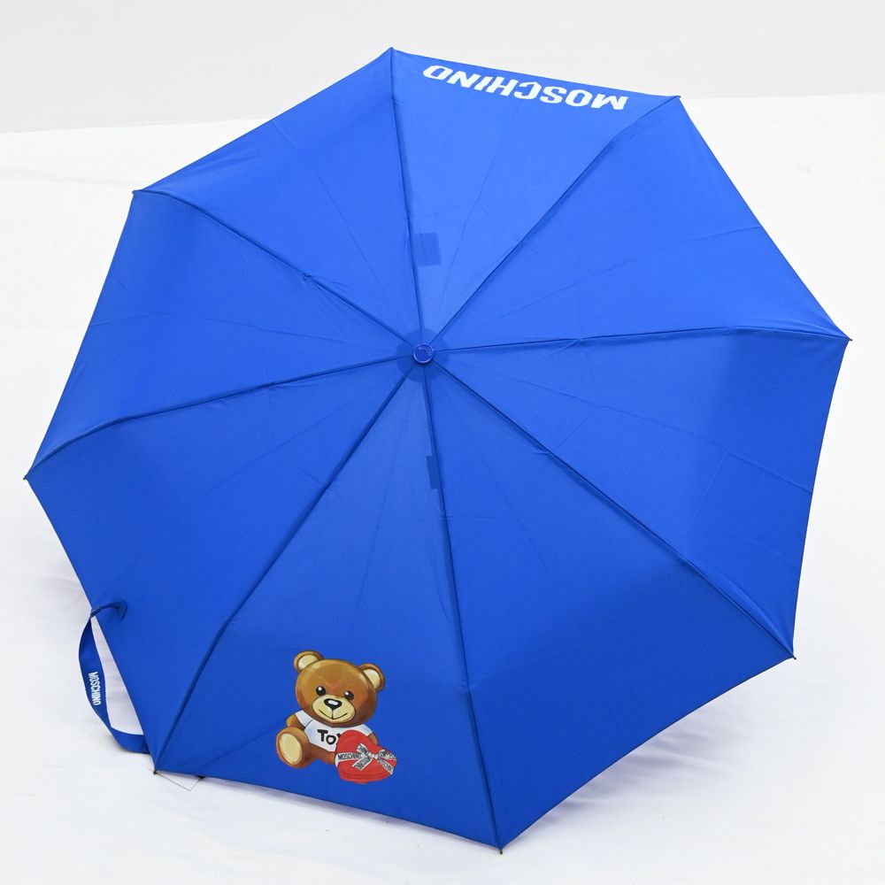 MOSCHINO 愛心小熊圖案自動摺疊晴雨傘.藍- PChome 24h購物