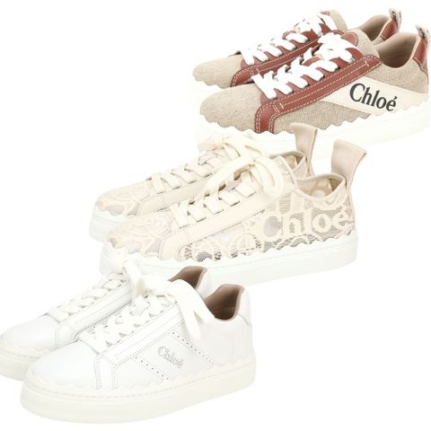 CHLOE 蔻依 Lauren 超熱賣 扇貝波浪繫帶運動鞋-多款可選