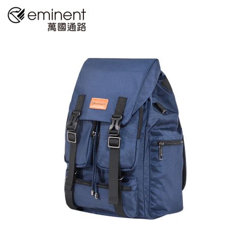 eminent品牌旗艦館 -【強森】17吋 雙釦大容量後背包 (藍色)