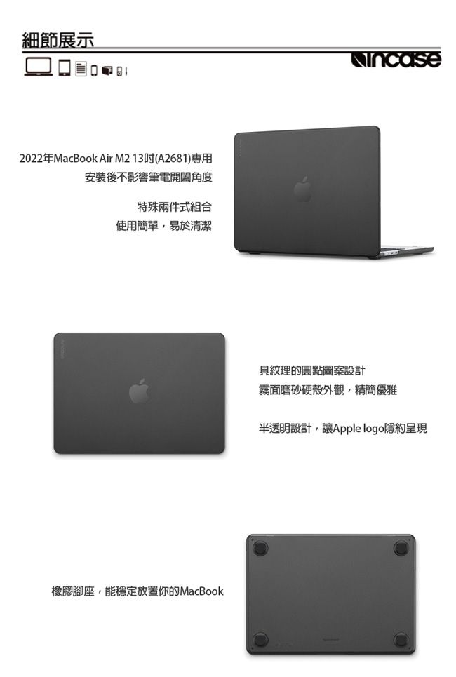 Incase】Hardshell Case 2022年MacBook Air M2 13吋專用霧面圓點筆電