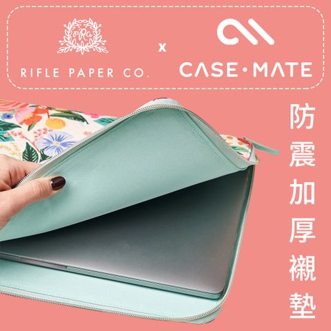 美國 CASE·MATE x Rifle Paper Co. 15.6吋 質感花漾筆電袋 - 花園派對紅色