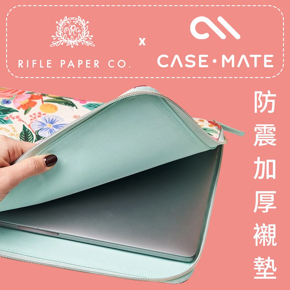 Case-Mate 美國 CASEMATE x Rifle Paper Co. 14吋 質感花漾筆電袋 - 花園派對紅色