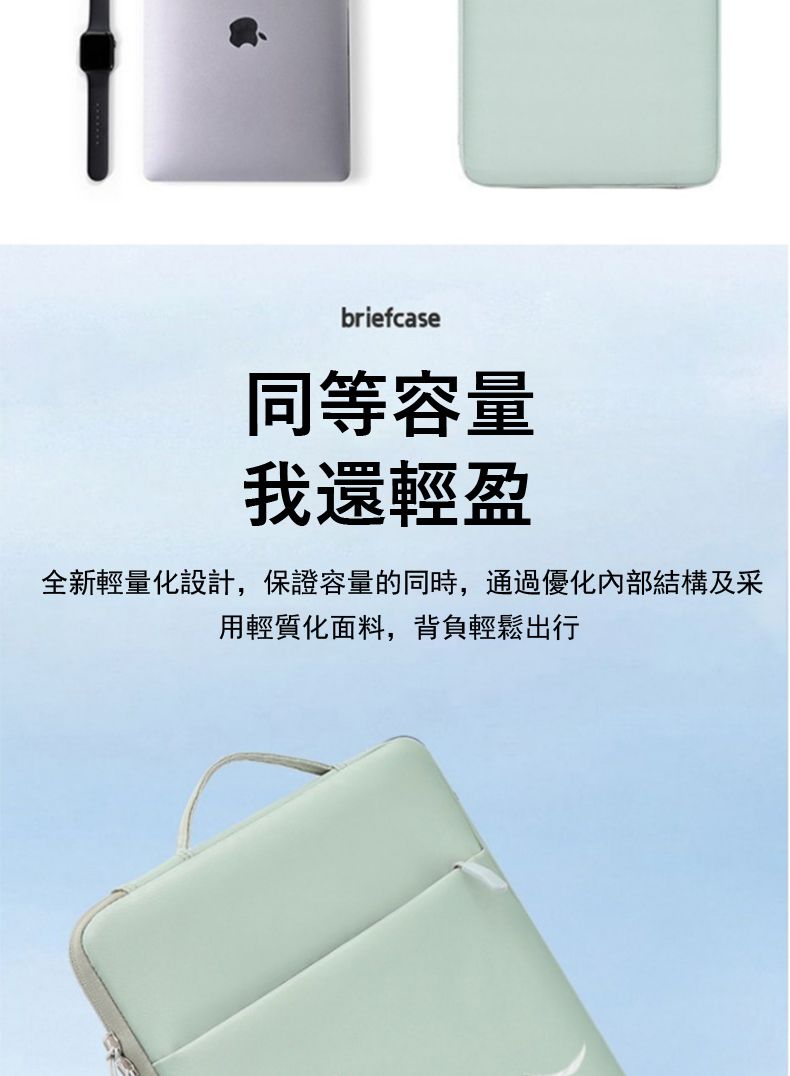 briefcase同等容量我還輕盈全新輕量化設計,保證容量的同時,通過優化內部結構及采用輕質化面料,背負輕鬆出行