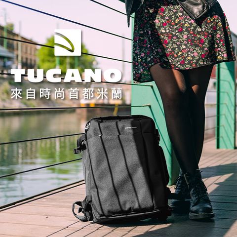 義大利 TUCANO Tugo 商務旅行防潑水後背包 15吋 - 黑色