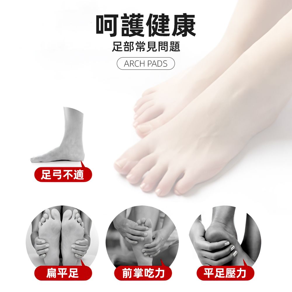 足弓不適呵護健康足部常見問題ARCH PADS扁平足前掌吃力平足壓力