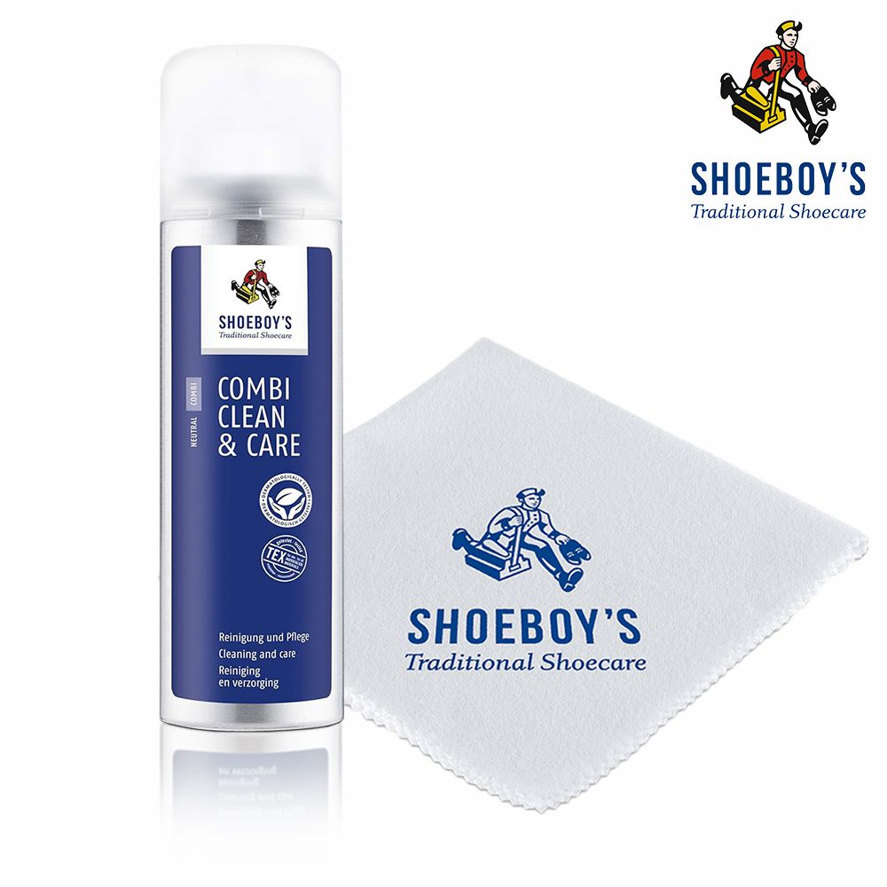 休伯 德國【Shoeboys】皮革泡沫清潔保養劑200ml 附品牌擦拭布 適皮革珠光皮面和紡織物 清潔保養一次到位  植物性非離子界面活性劑