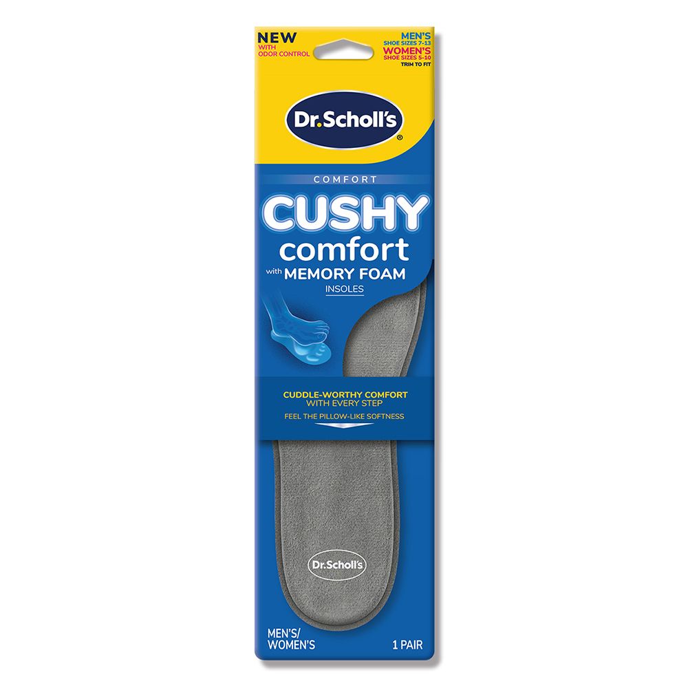 NEWWITHODOR CONTROLMENSSHOE SIZES 7-13WOMENSSHOE SIZES 5-10TRIM TO FITDr.SchollsCOMFORTCUSHYcomfortwith MEMORY FOAMINSOLESCUDDLE-WORTHY COMFORTWITH EVERY STEPFEEL THE PILLOW-LIKE SOFTNESSDr.SchollsMENS/WOMENS1 PAIR