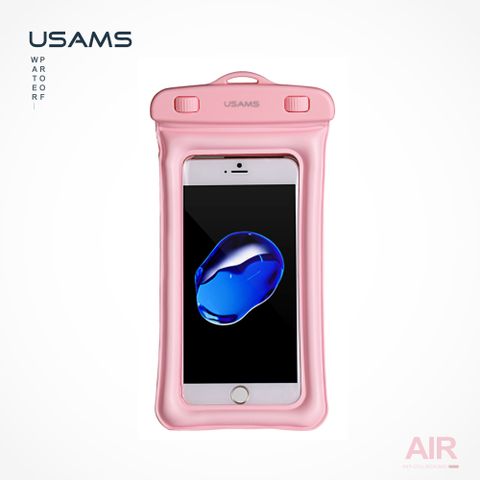 【USAMS】 氣囊防水袋 手機防水套 防水手機套 氣墊手機袋 水中可觸控 (粉紅色)IPX8最高防水等級