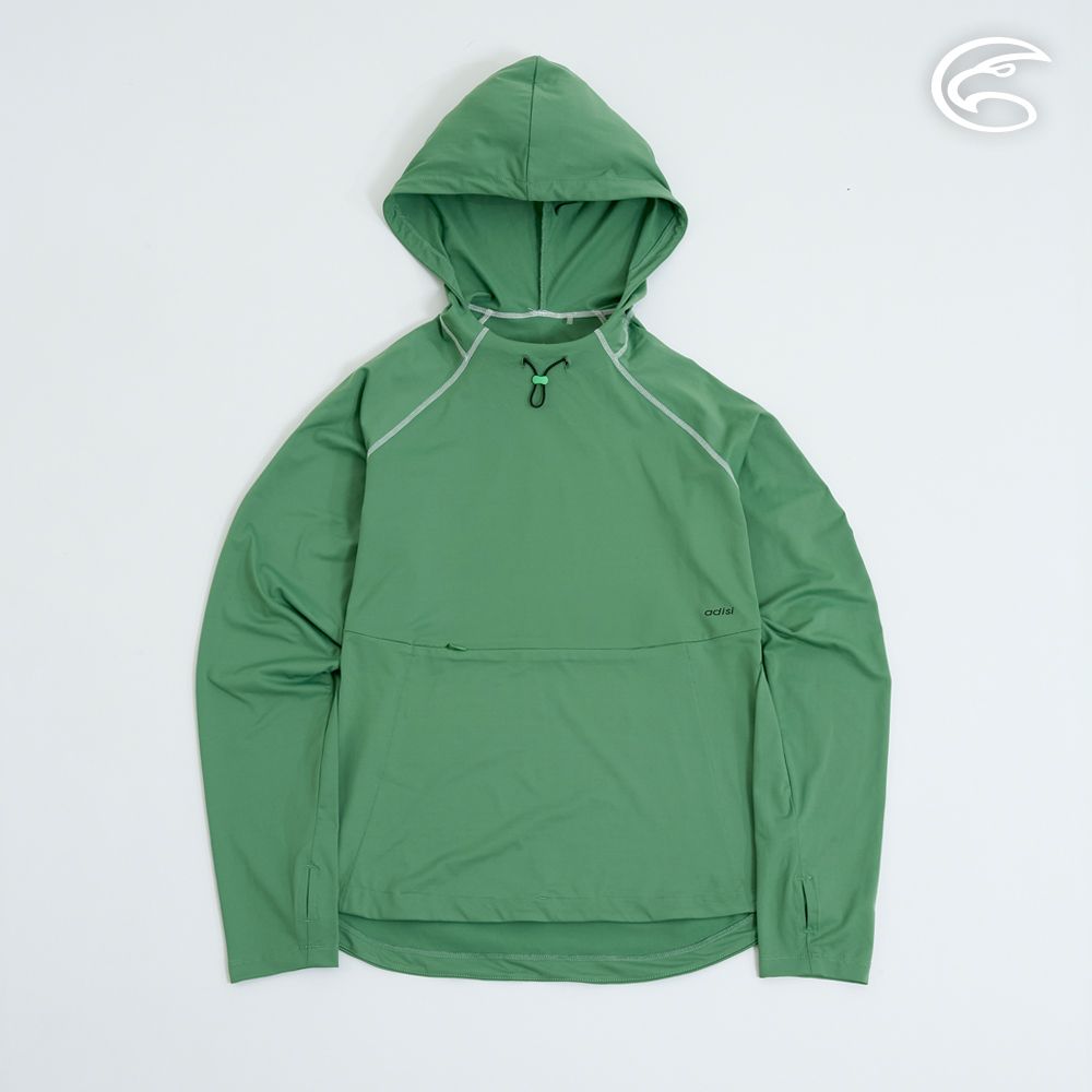 ADISI 男抗UV親膚防磨長袖連帽衫 AR2413099 林綠 (S-3XL)