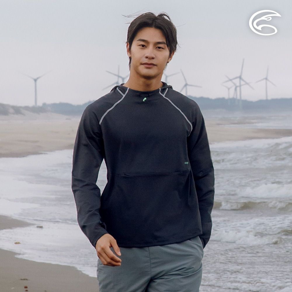 ADISI 男抗UV親膚防磨長袖連帽衫 AR2413099 鐵灰 (S-3XL)