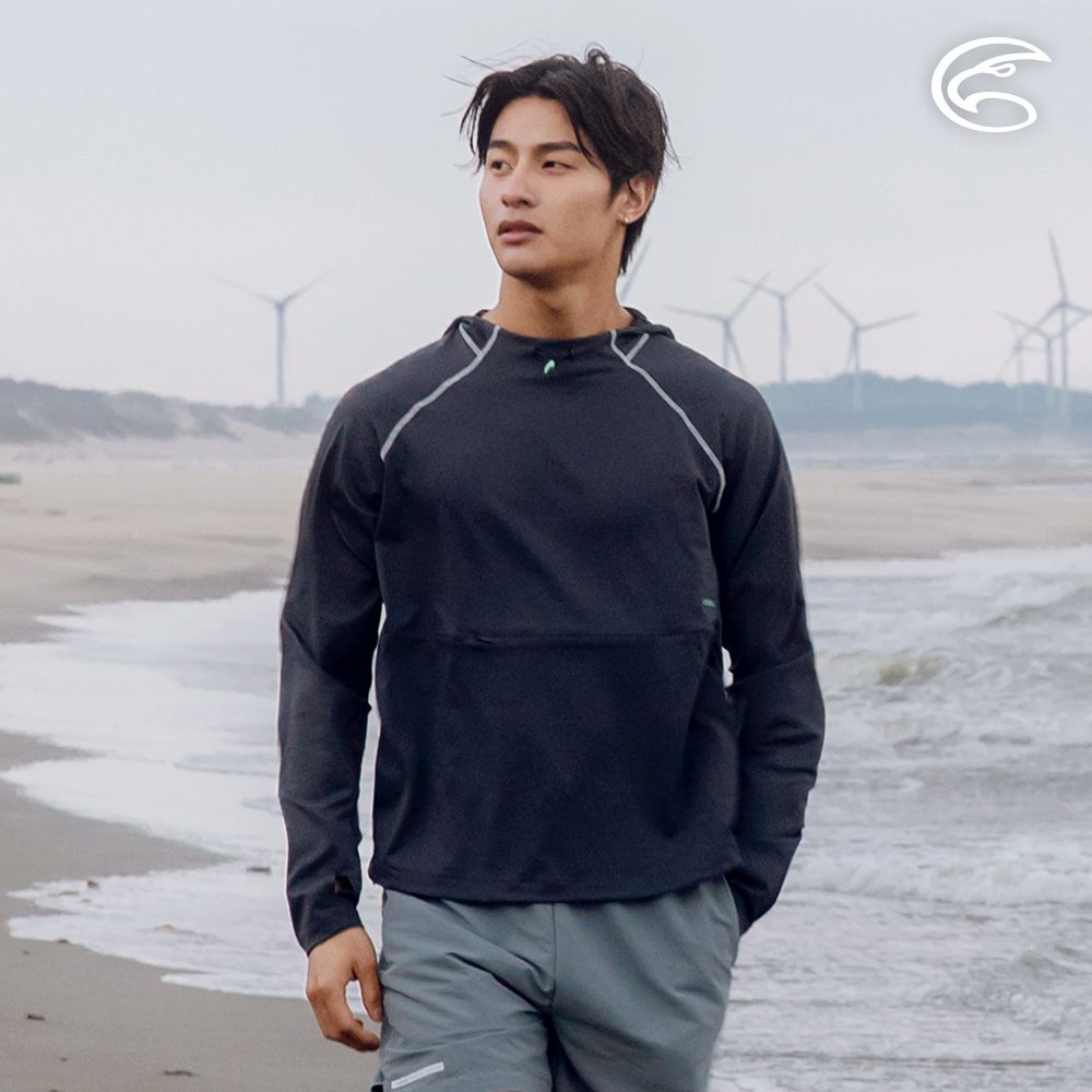 ADISI 男抗UV親膚防磨長袖連帽衫 AR2413099 鐵灰 (S-3XL)