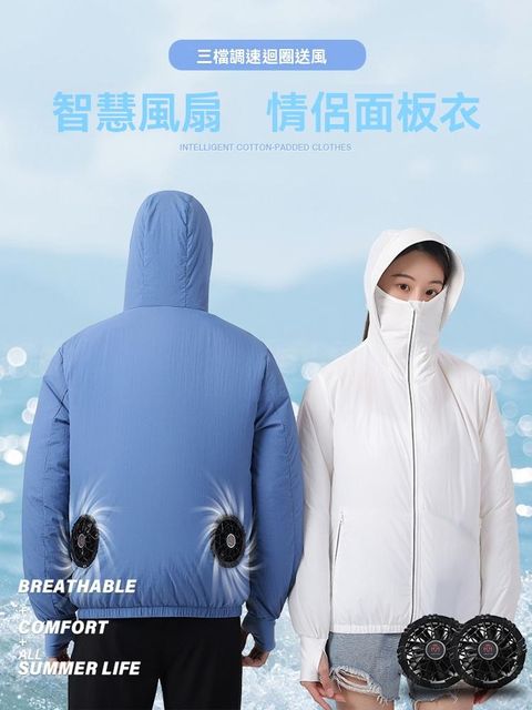 夏季連帽帶風扇衣服降溫工作服