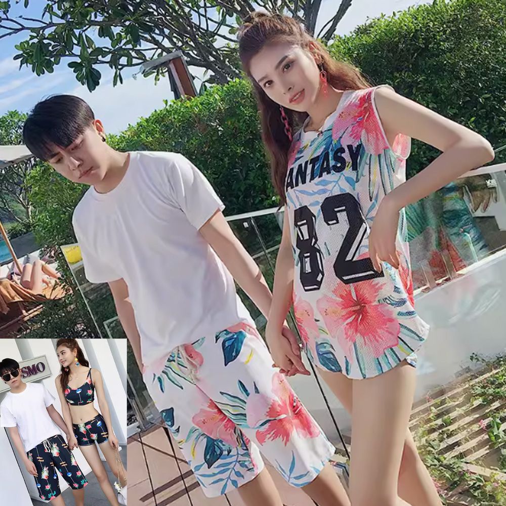 Biki 比基尼妮 .卡迪彩網眼比基尼三件式情侶泳衣(女M-XL