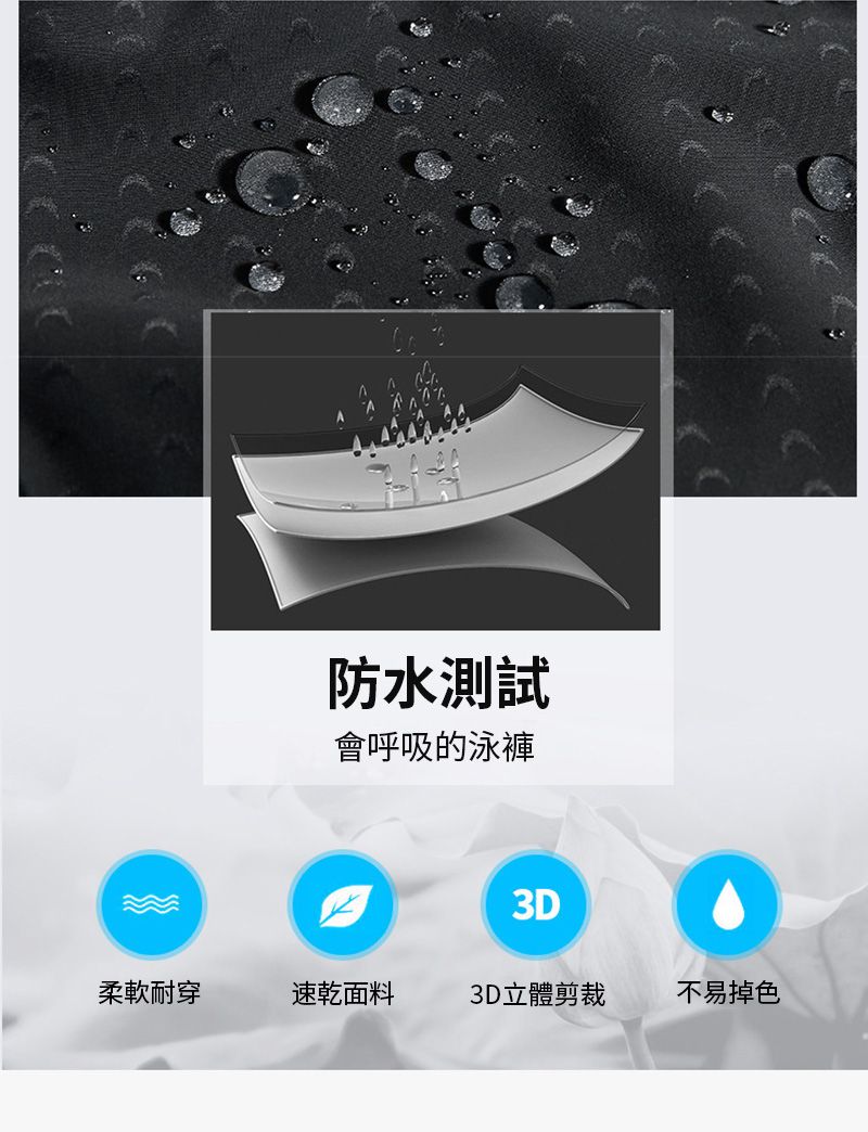 防水測試會呼吸的泳褲3D柔軟耐穿速乾面料3D立體剪裁不易掉色