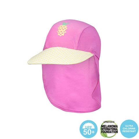 精品兒童防曬泳衣 遮頸防曬帽 特級萊卡 UPF 50+ 抗UV 香鳳梨系列 (單一尺寸 One fit all)